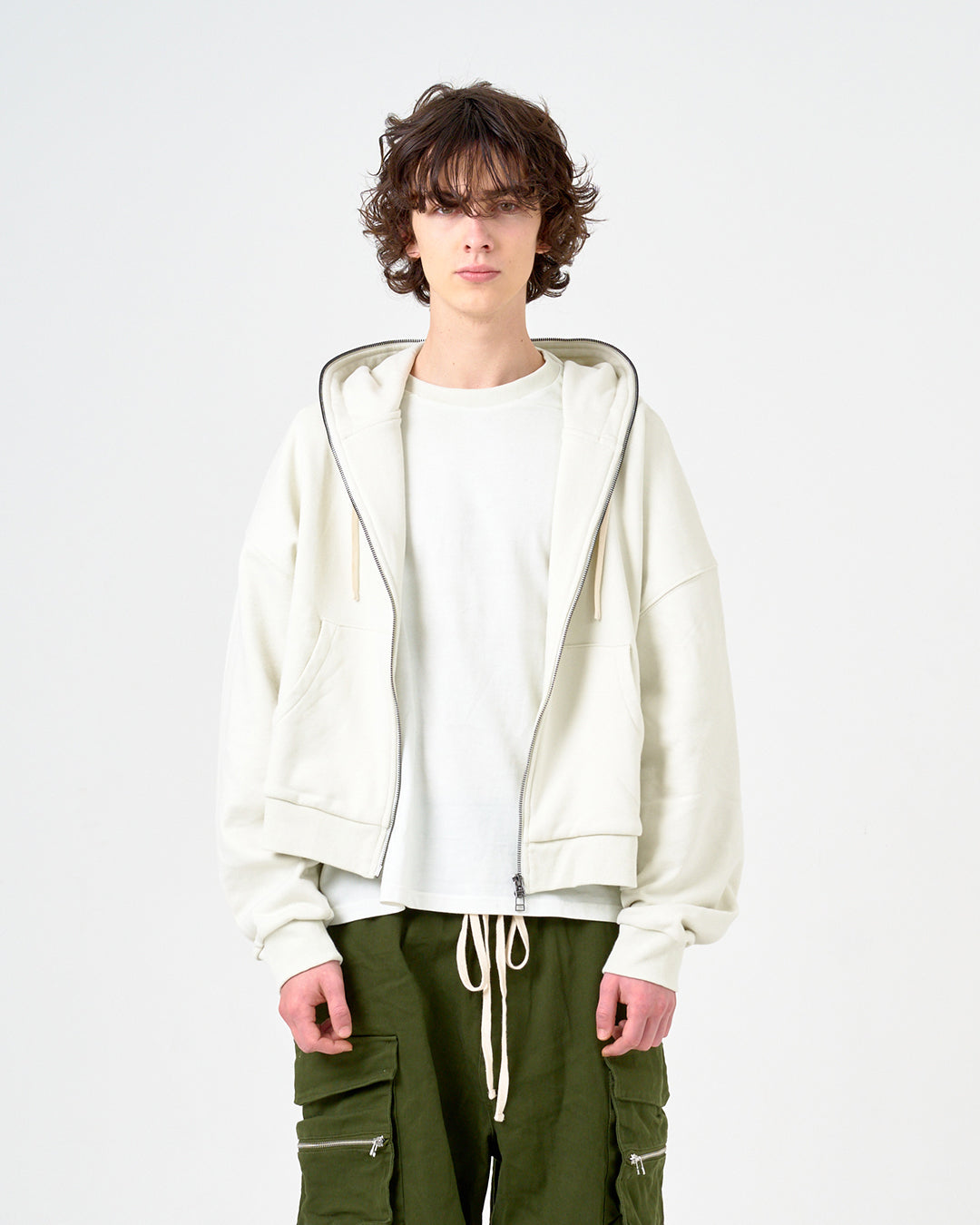 ZIP SHORT PK/ジップショートパーカー/OFF WHITE