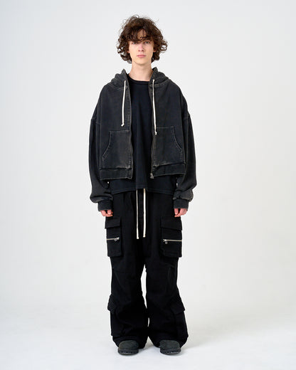 ZIP SHORT PK/ジップショートパーカー/CHARCOAL GRAY