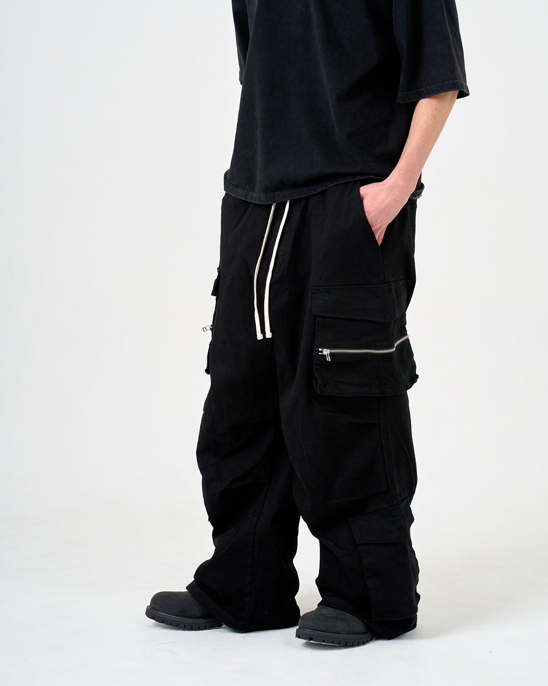 WIDE FLARE CARGOPANTS/ワイドフレアカーゴパンツ/BLACK