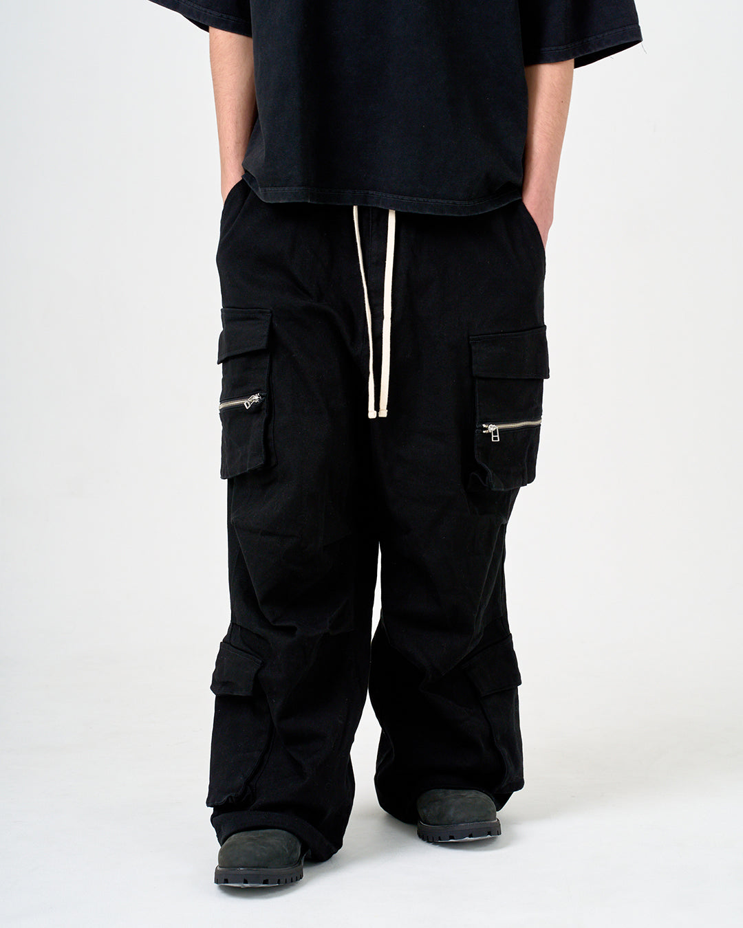 WIDE FLARE CARGOPANTS/ワイドフレアカーゴパンツ/BLACK